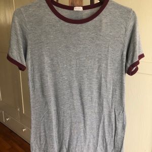 Brandy Melville Gray & Maroon T-shirt